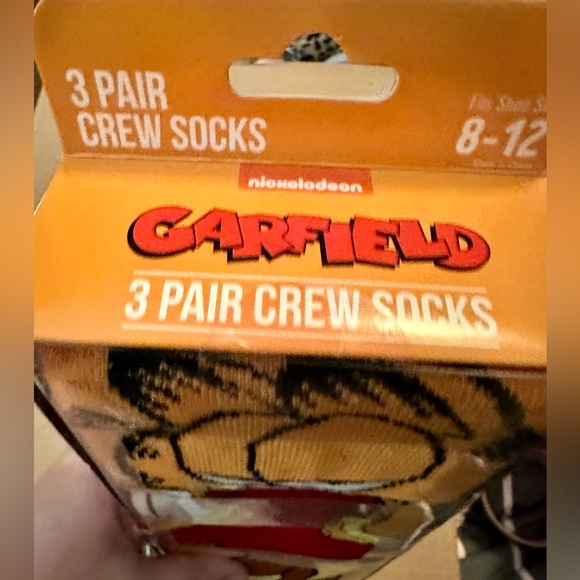 Bioworld & Nickelodeon Garfield Orange Crew Socks 3pk - Picture 2 of 4